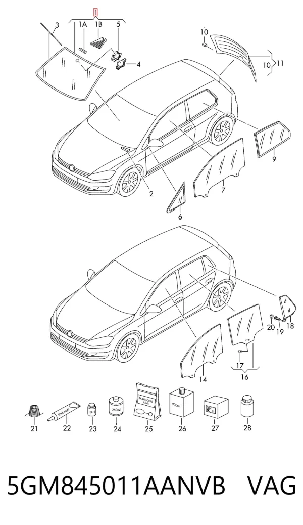 Лобове скло 5GM845011AANVB VAG