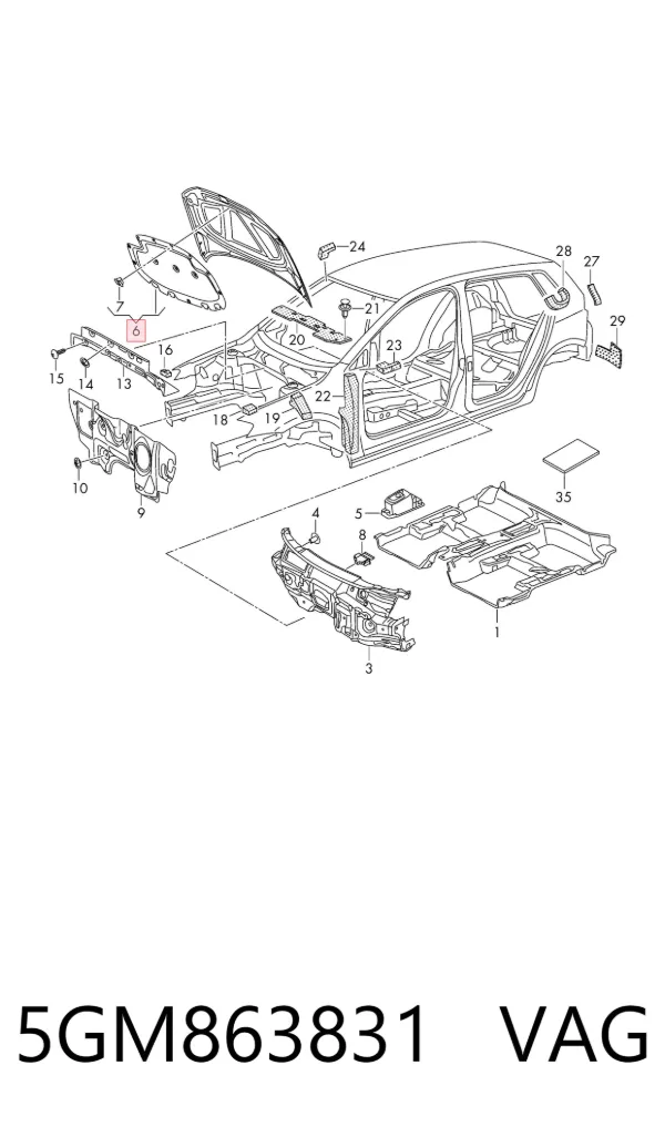 Шумоізоляція капота 5GM863831 VAG