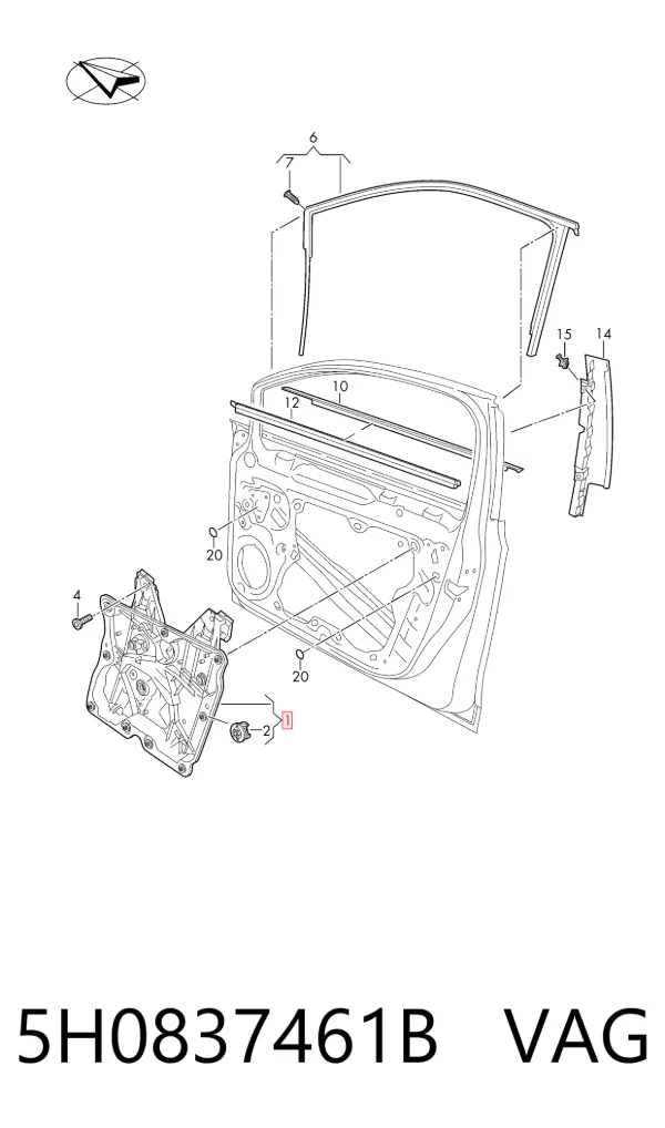 Склопідйомник передньої лівої двері Volkswagen Golf VIII