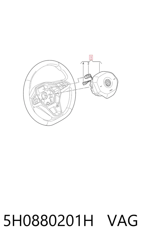 Подушка безпеки, водійська, AIRBAG 5H0880201H VAG