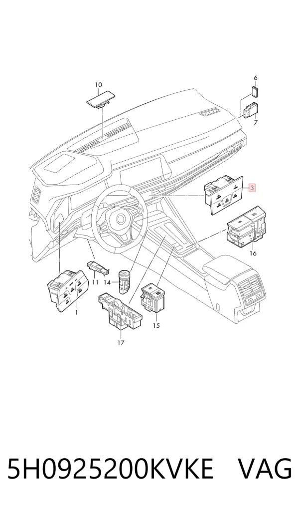 Кнопка аварійки Volkswagen Golf VIII
