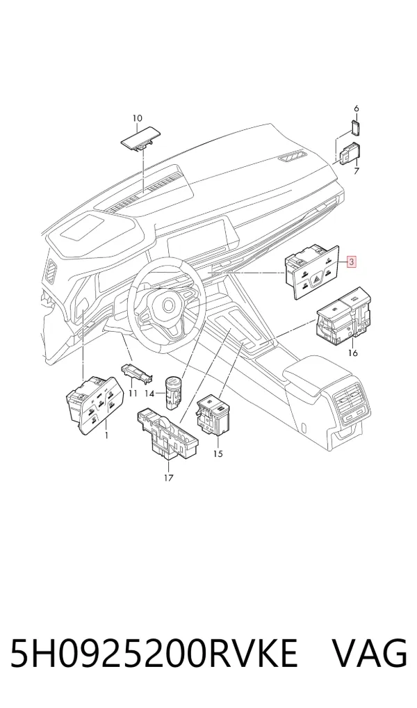 Кнопка аварійки Volkswagen Golf VIII