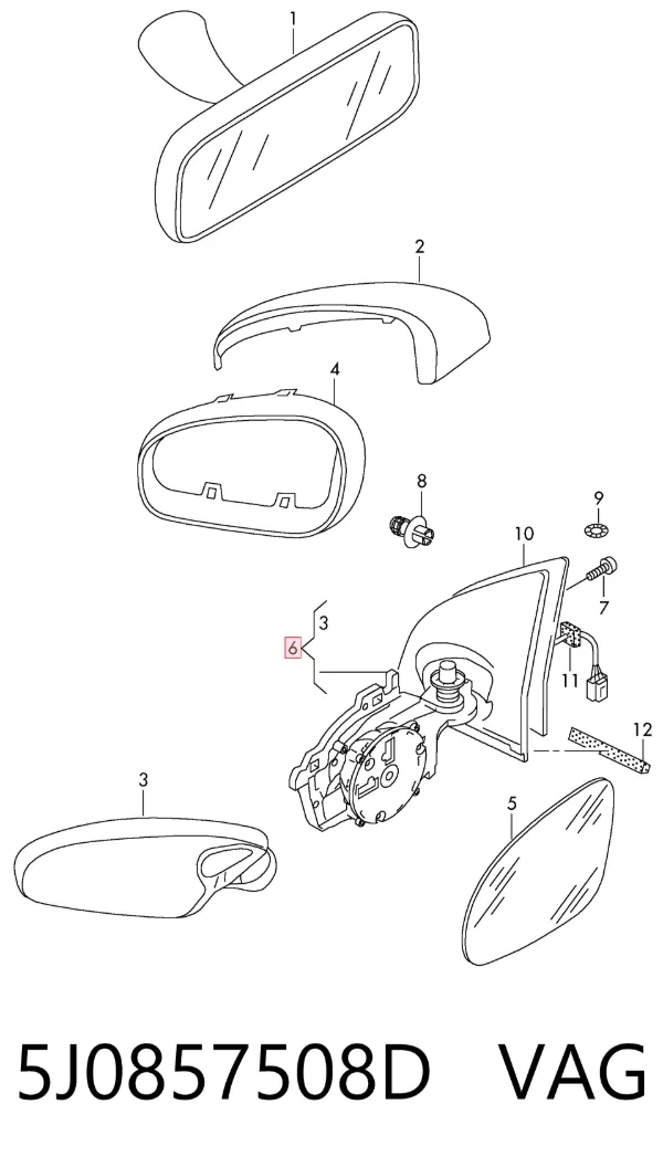Дзеркало праве 5J0857508D VAG