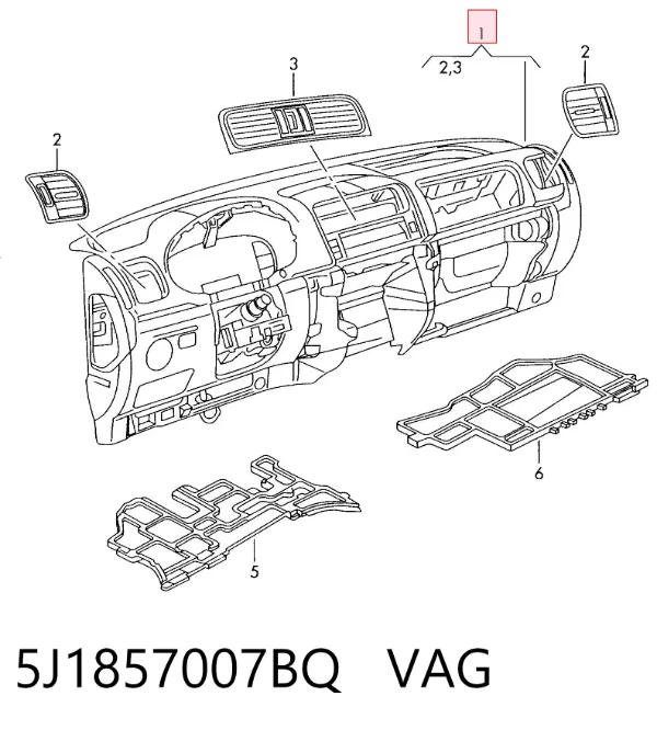 Панель приладів торпеди 5J1857007BQ VAG