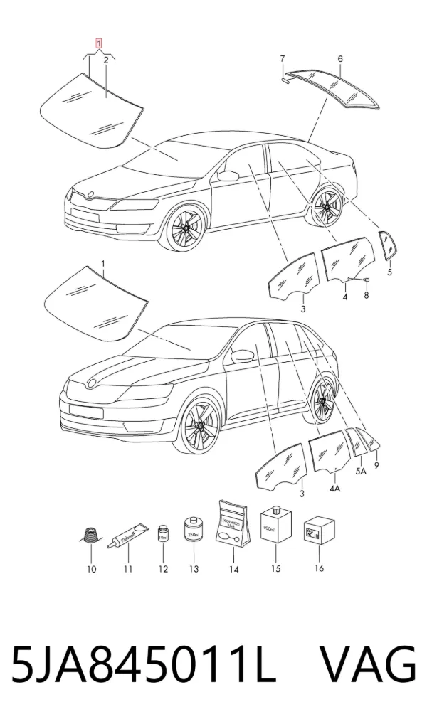 Лобове скло 5JA845011L VAG