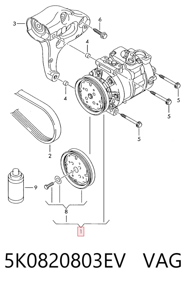 Компресор кондиціонера 5K0820803EV VAG