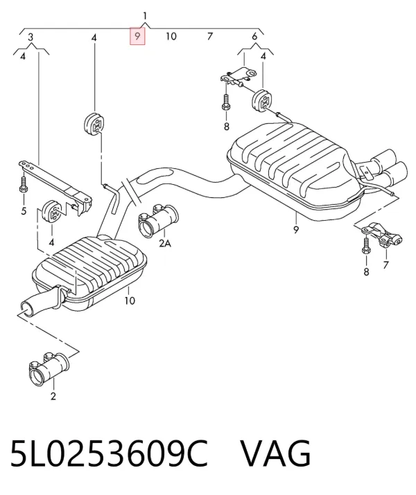 Глушник, задня частина 5L0253609C VAG