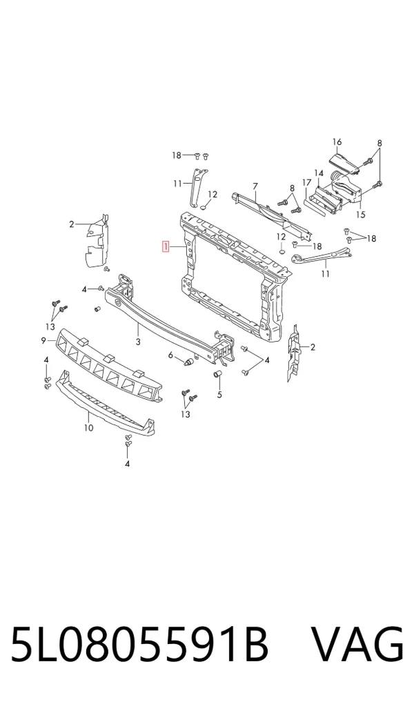 Рамка радіатора 5L0805591B VAG