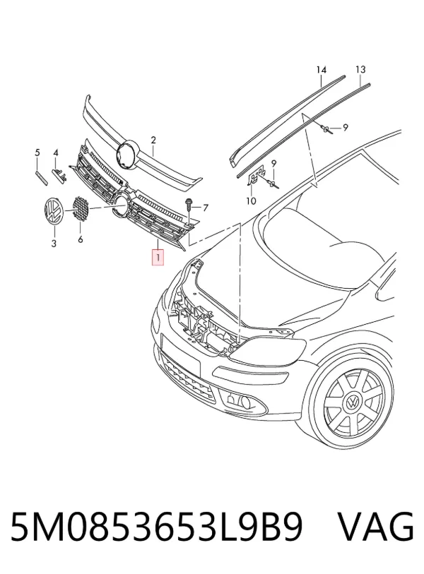 Решітка радіатора Volkswagen Golf PLUS VI