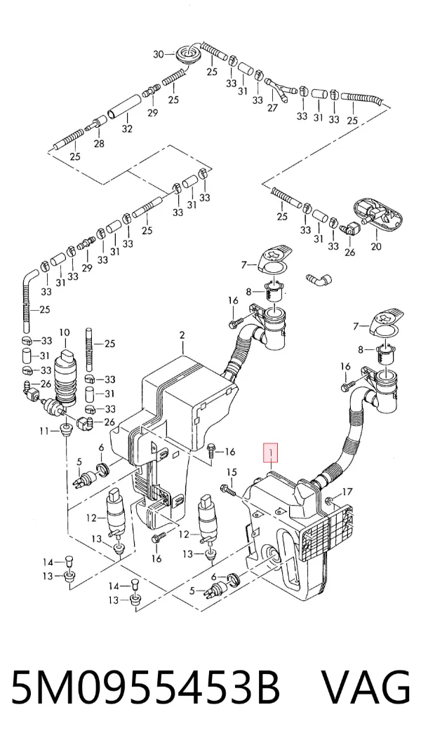 Бачок омивача 5M0955453B VAG