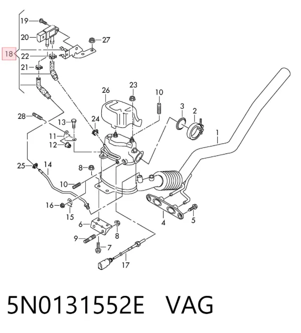 Датчик тиску вихлопних газів 5N0131552E VAG