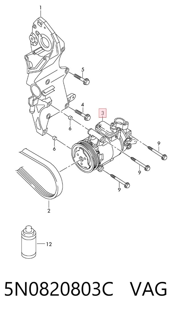 Компресор кондиціонера 5N0820803C VAG