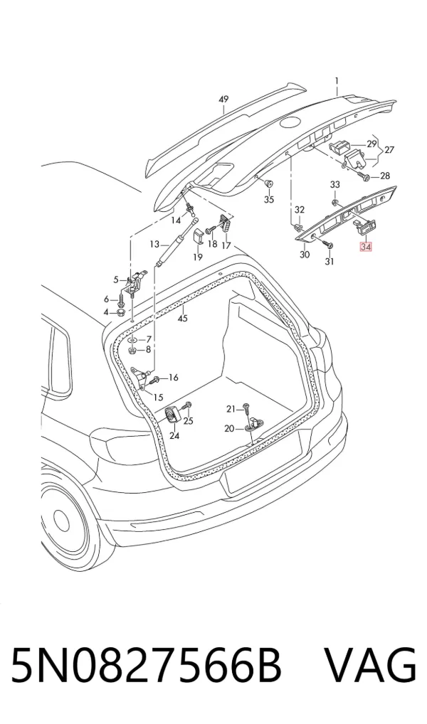 Ручка 5-й (3-й) двері зовнішня 5N0827566B VAG
