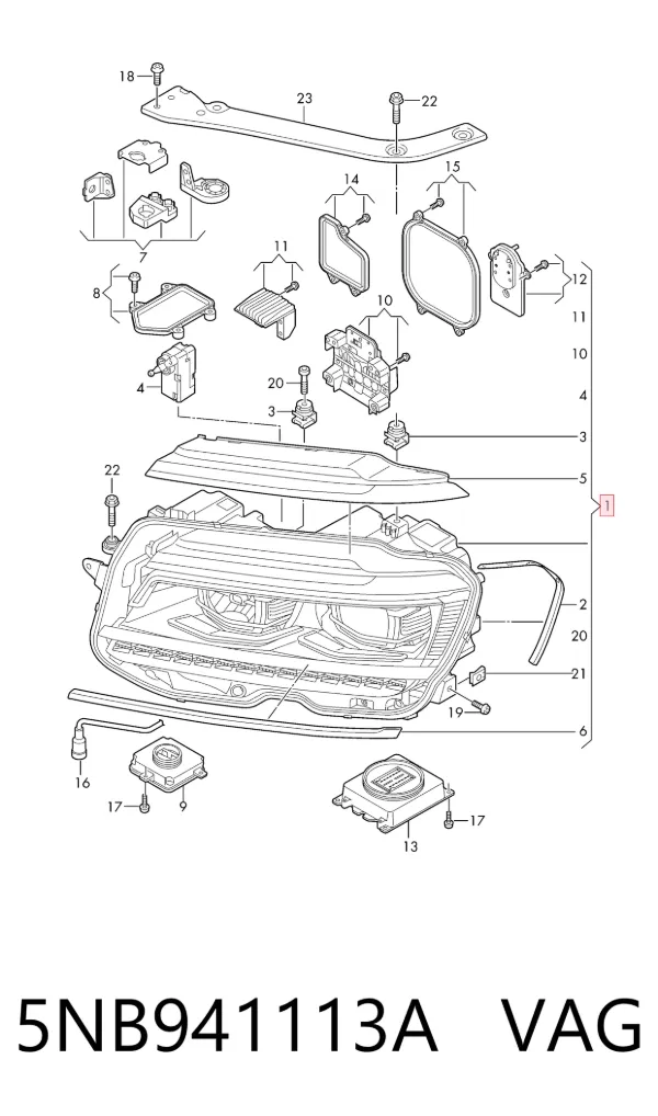 Фара права 5NB941113A VAG