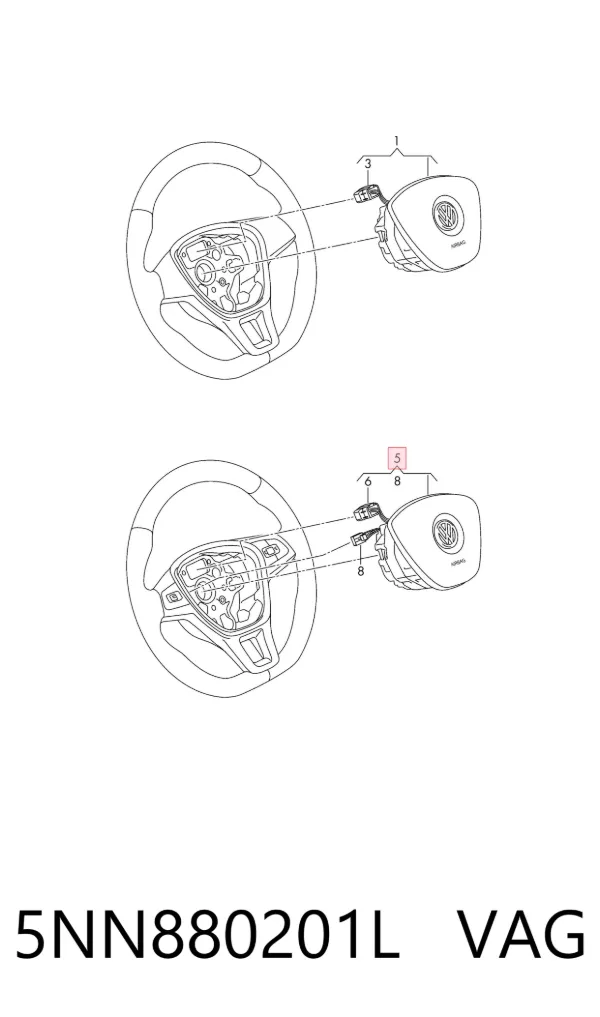 Подушка безпеки, водійська, AIRBAG 5NN880201L VAG