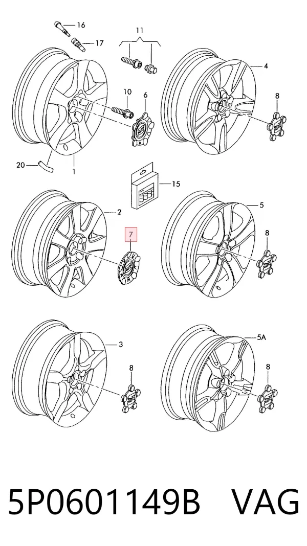 Ковпаки 5P0601149B VAG
