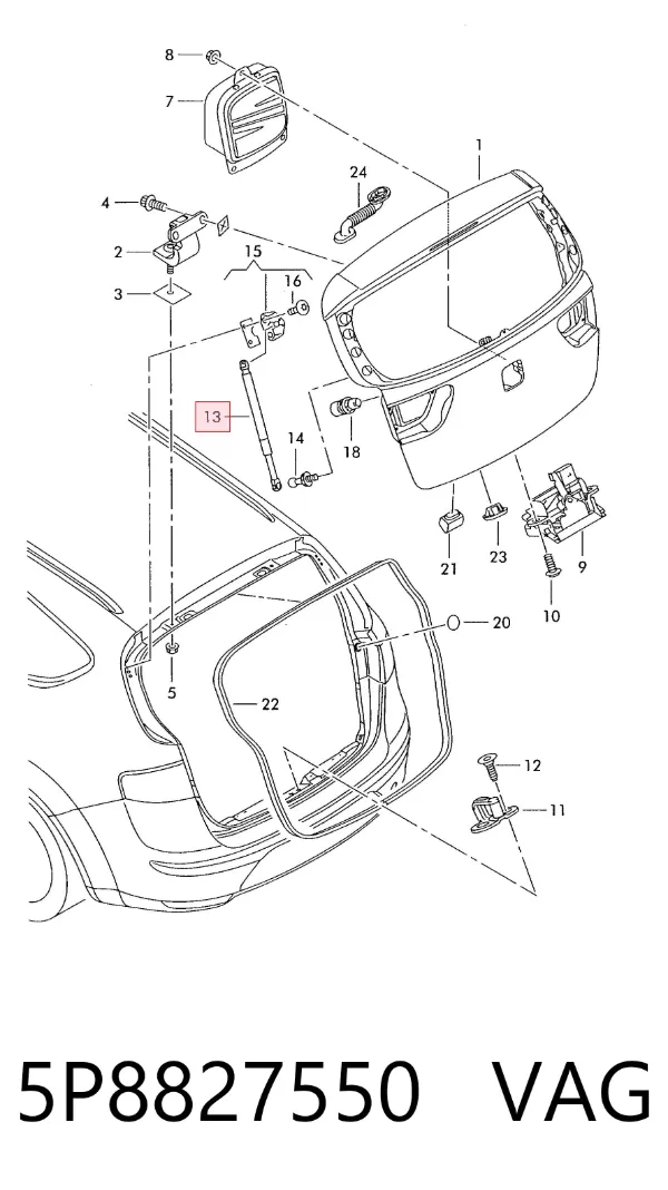 Амортизатор багажника 5P8827550 VAG