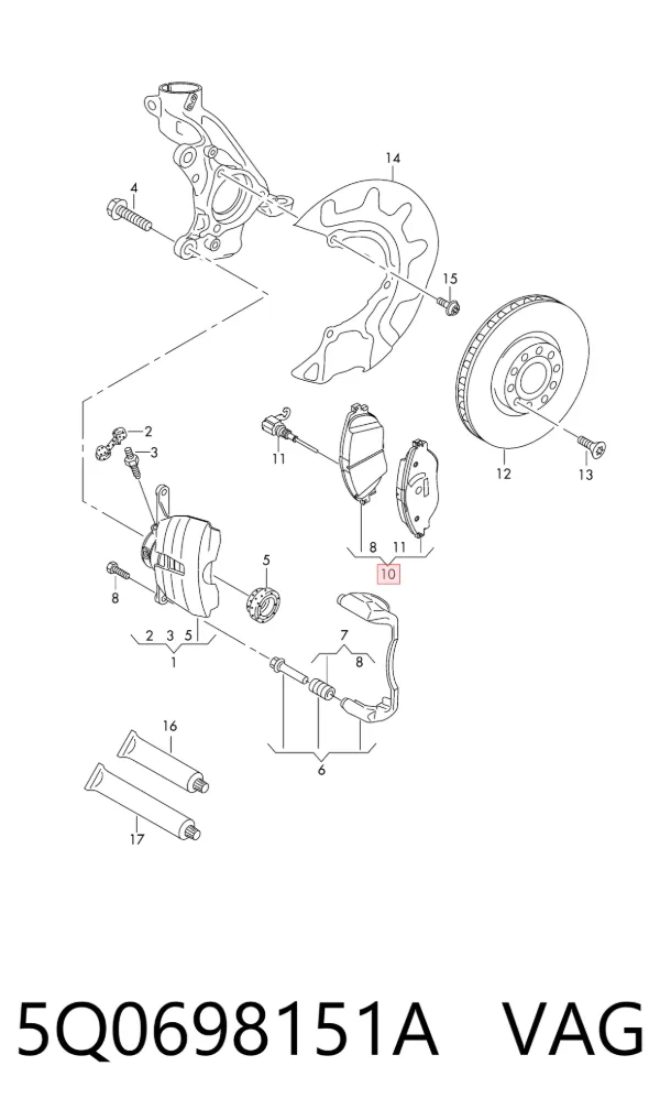 Передні тормозні колодки 5Q0698151A VAG