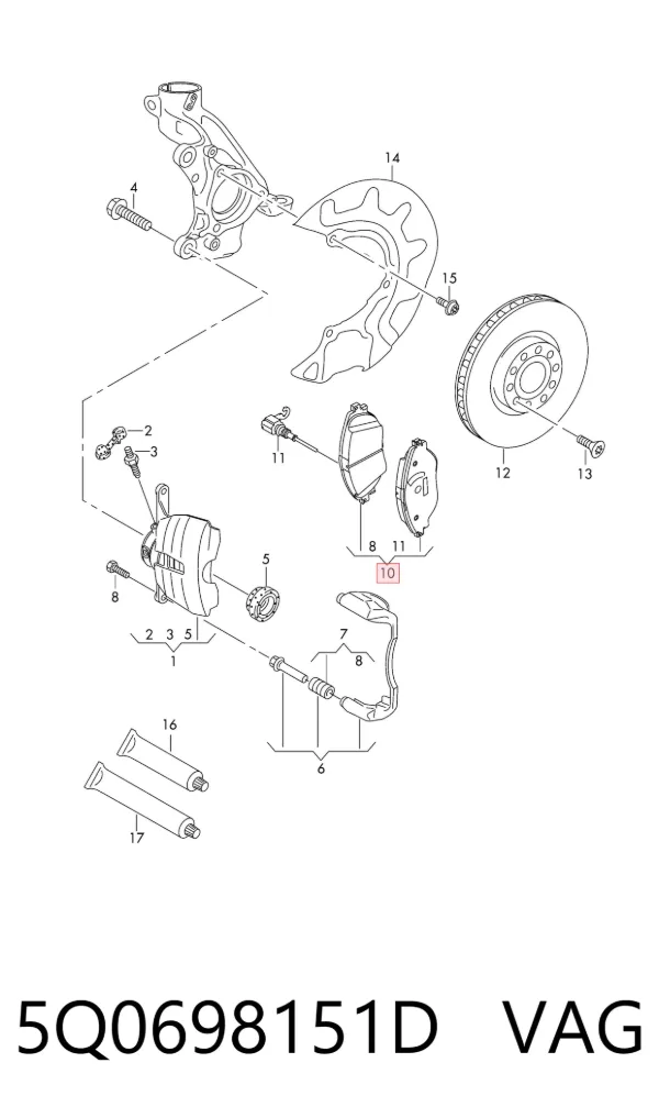Передні тормозні колодки 5Q0698151D VAG