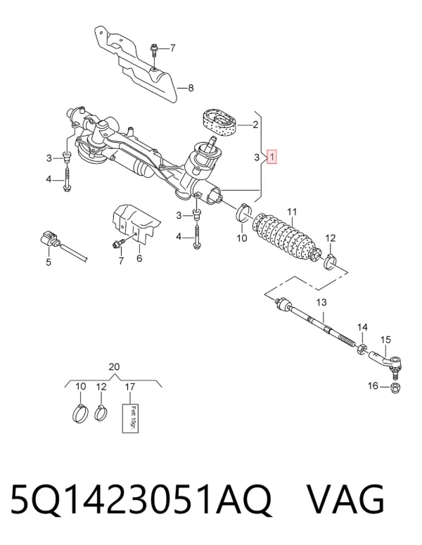 Рульова рейка 5Q1423051AQ VAG