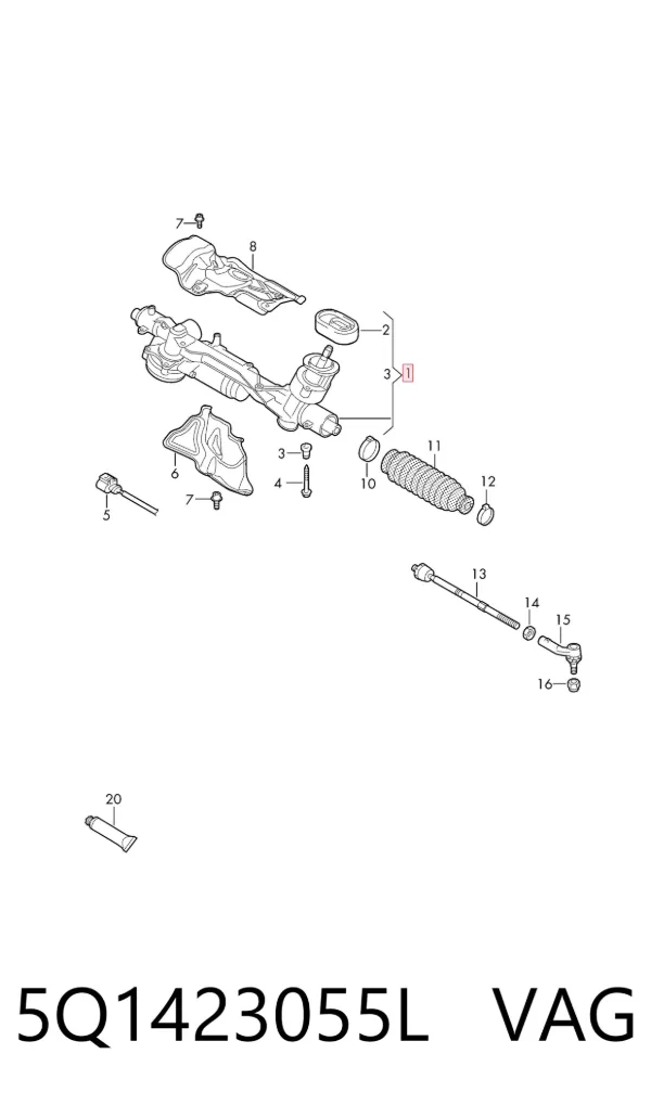 Рульова рейка 5Q1423055L VAG