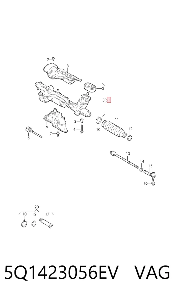 Рульова рейка 5Q1423056EV VAG