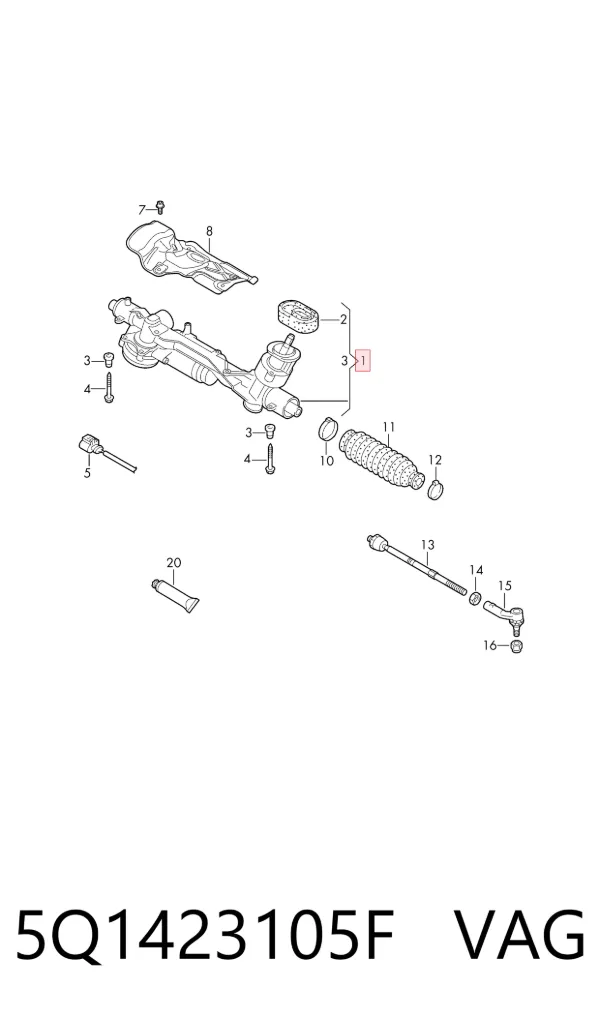 Рульова рейка 5Q1423105F VAG
