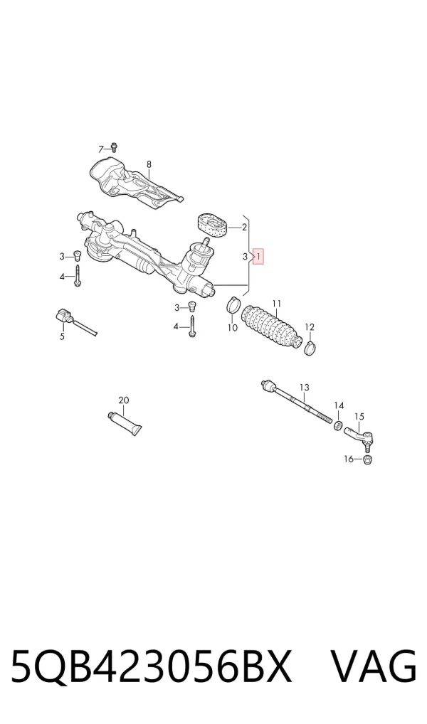 Рульова рейка 5QB423056BX VAG