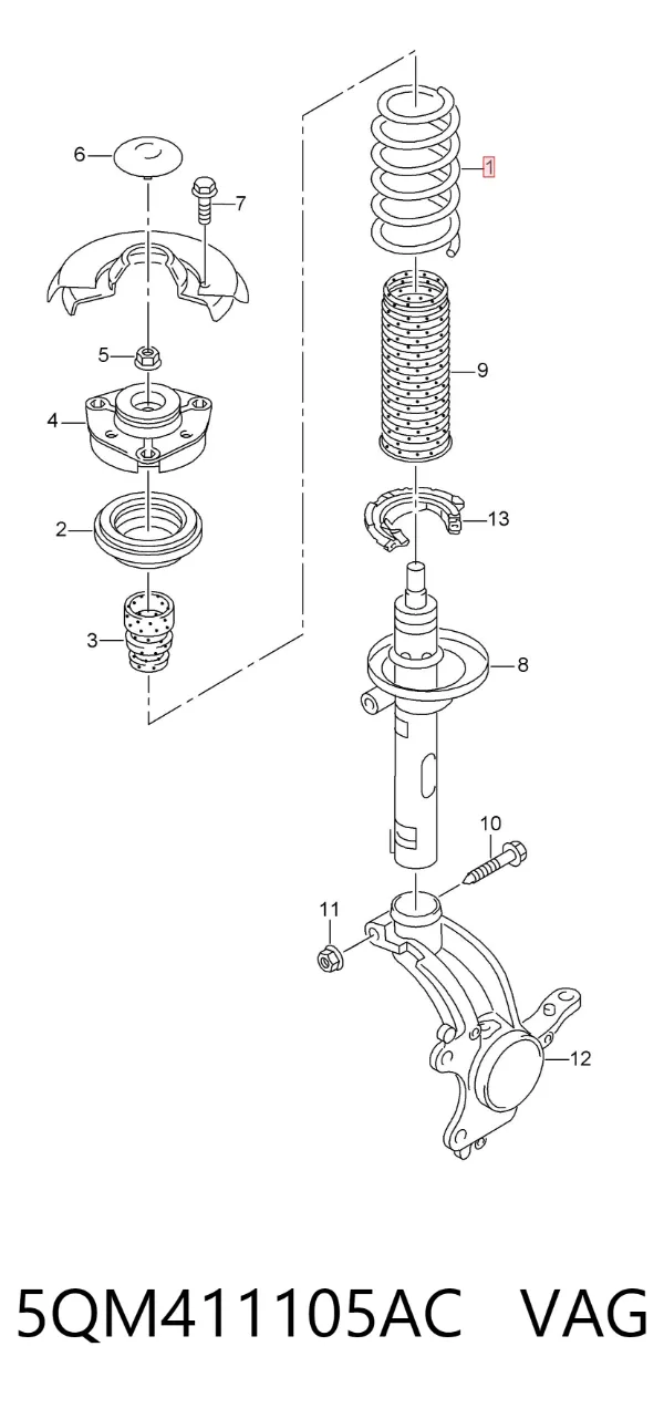 Пружина передня 5QM411105AC VAG