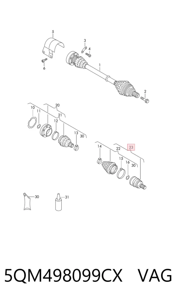 ШРУС зовнішній передній 5QM498099CX VAG