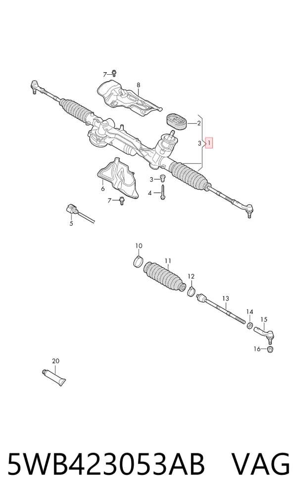 Рульова рейка 5WB423053AB VAG