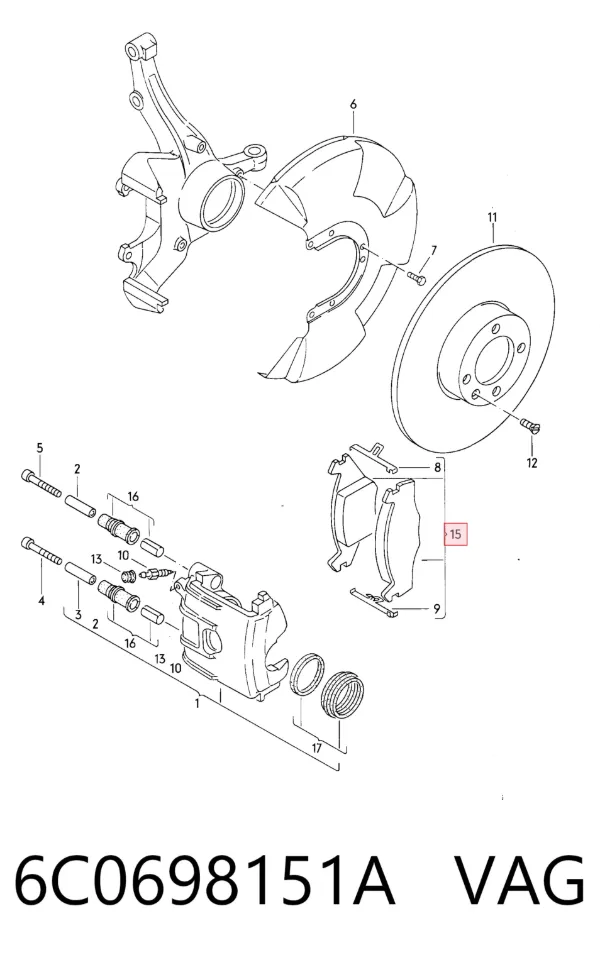 Передні тормозні колодки 6C0698151A VAG
