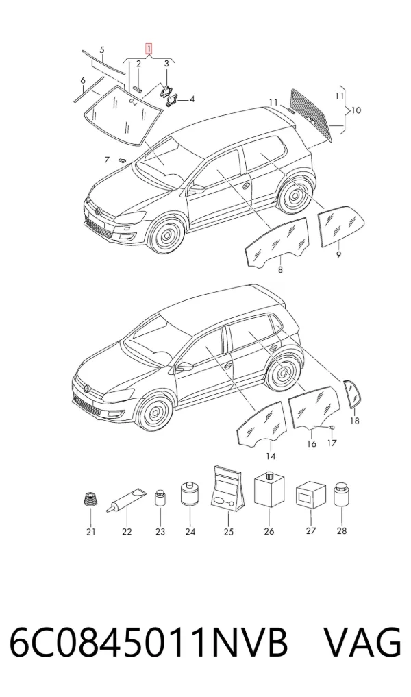 Лобове скло 6C0845011NVB VAG