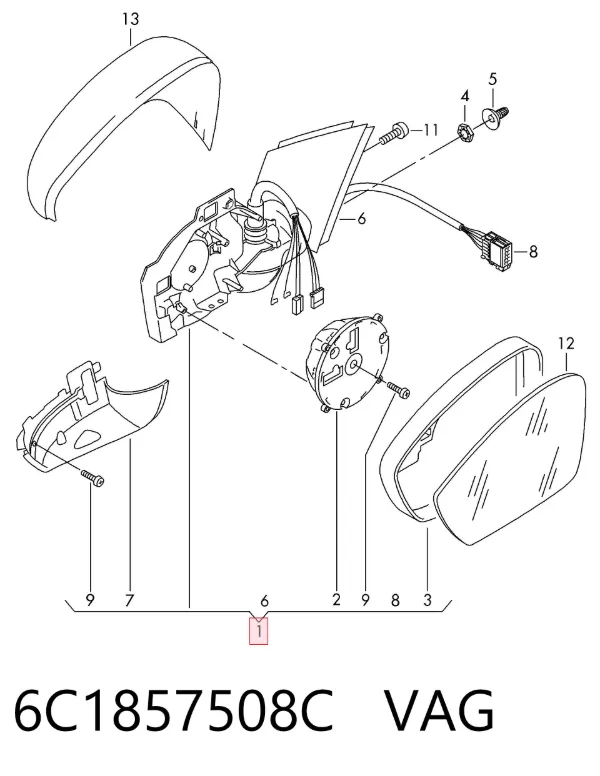 Дзеркало праве 6C1857508C VAG