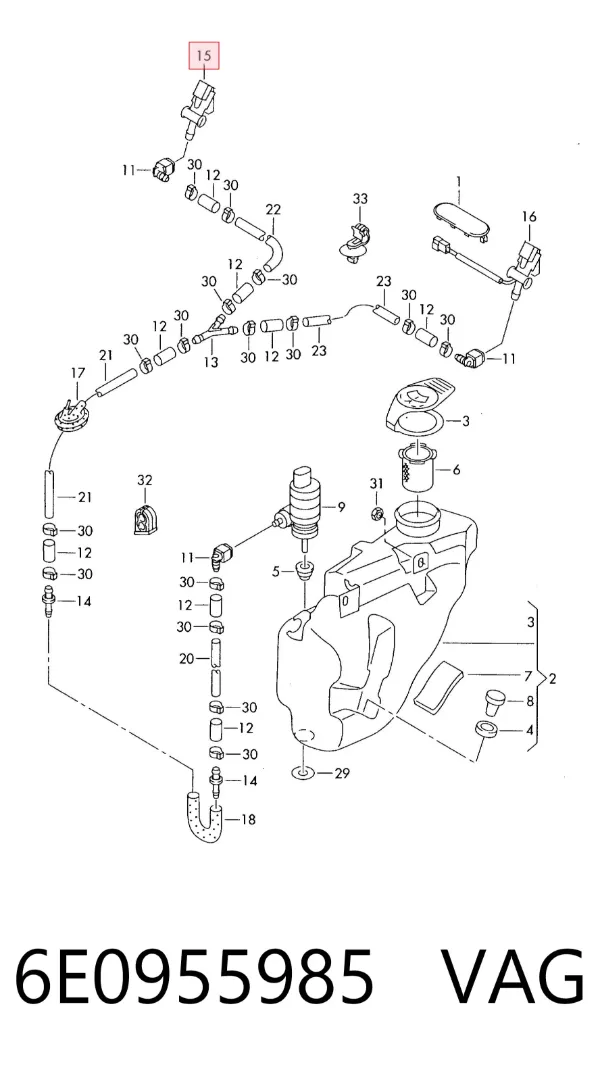 Форсунка омивача 6E0955985 VAG