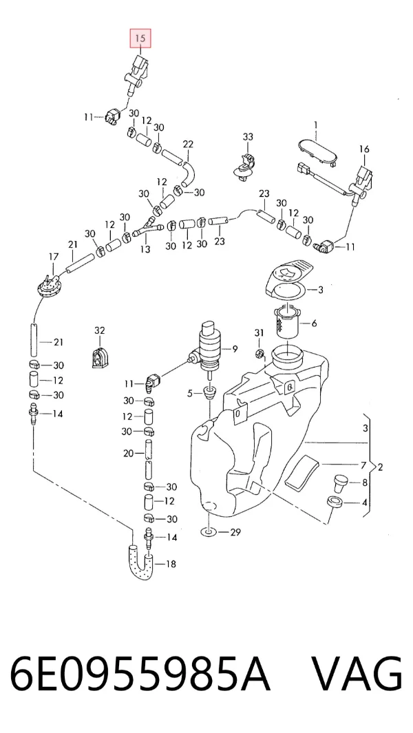Форсунка омивача 6E0955985A VAG