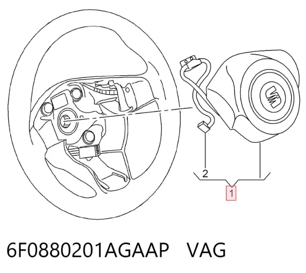 Подушка безпеки, водійська, AIRBAG 6F0880201AGAAP VAG