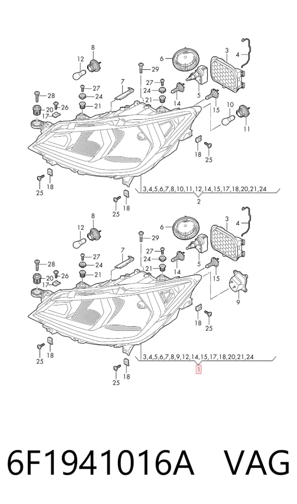 Фара права 6F1941016A VAG