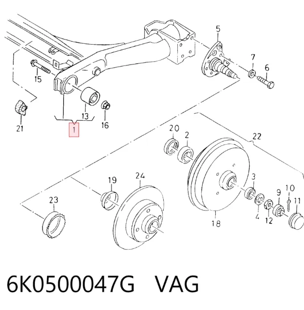 Балка задня 6K0500047G VAG