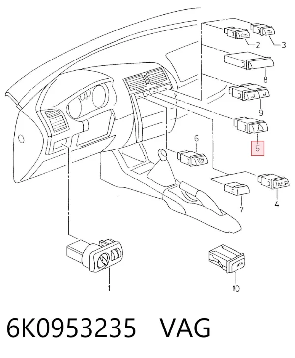 Кнопка аварійки 6K0953235 VAG