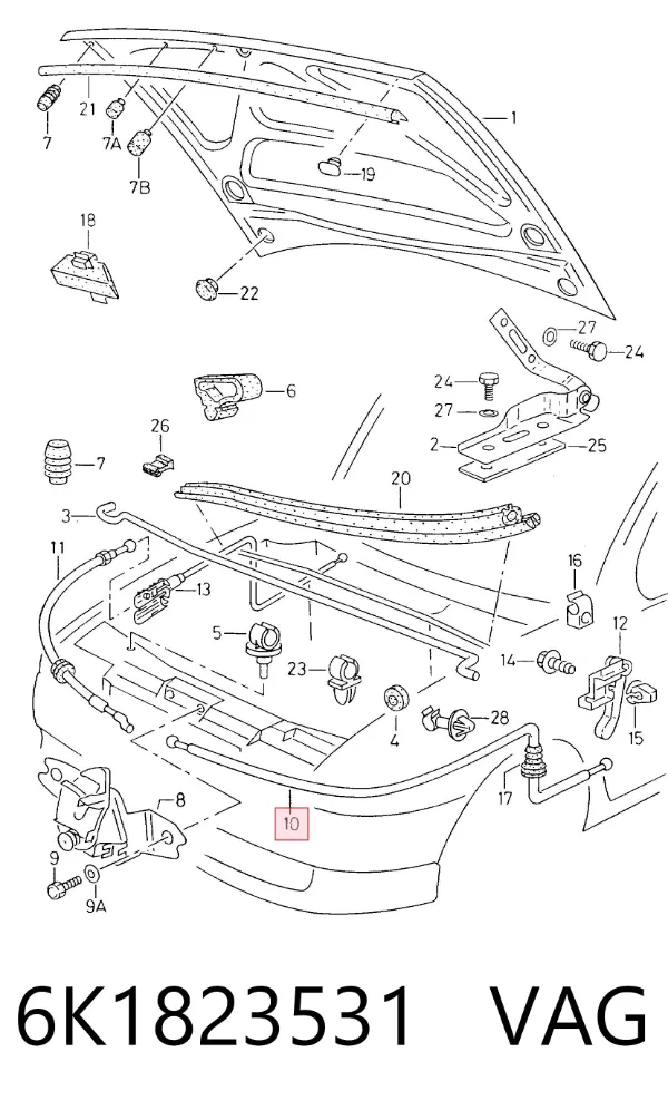 Трос капота Seat Cordoba 6K2, C2