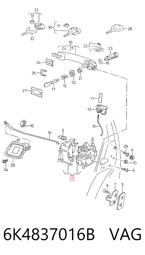 Замок дверки правої передньої 6K4837016B VAG
