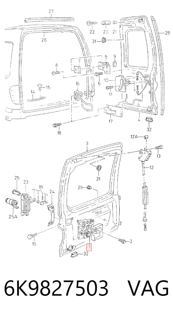 Замок багажника Volkswagen Caddy II