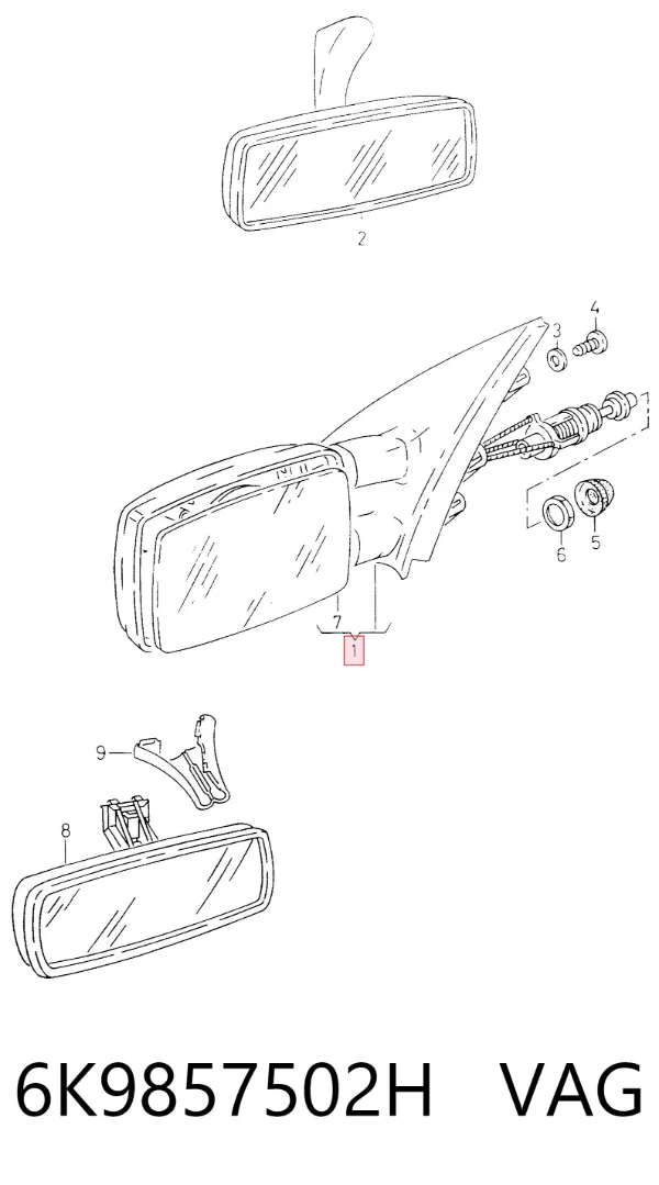 Дзеркало праве 6K9857502H VAG
