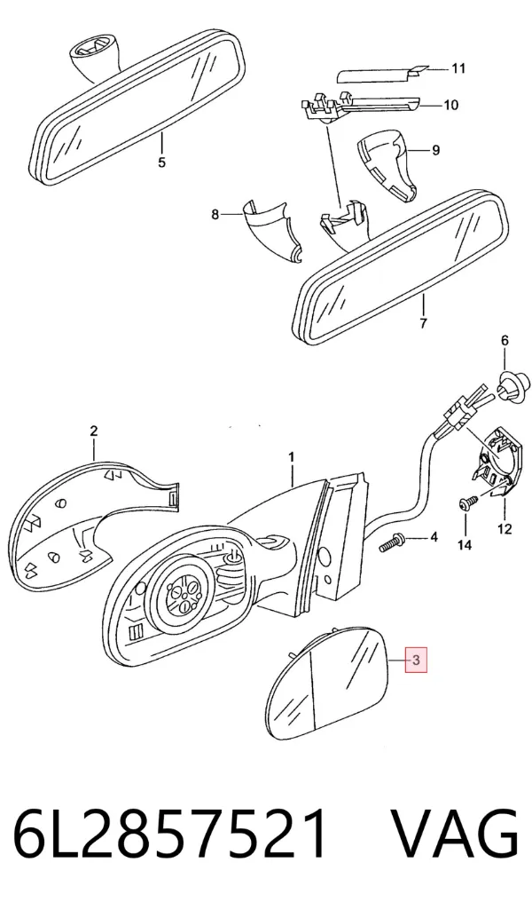 Ліве бокове дзеркало 6L2857521 VAG