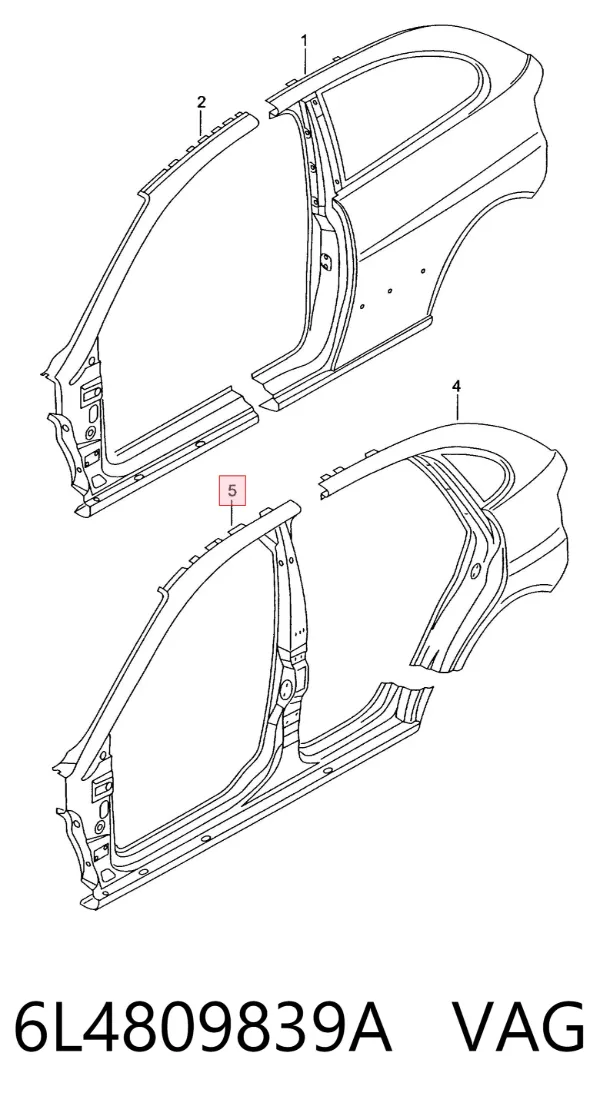 Боковина кузова ліва 6L4809839A VAG