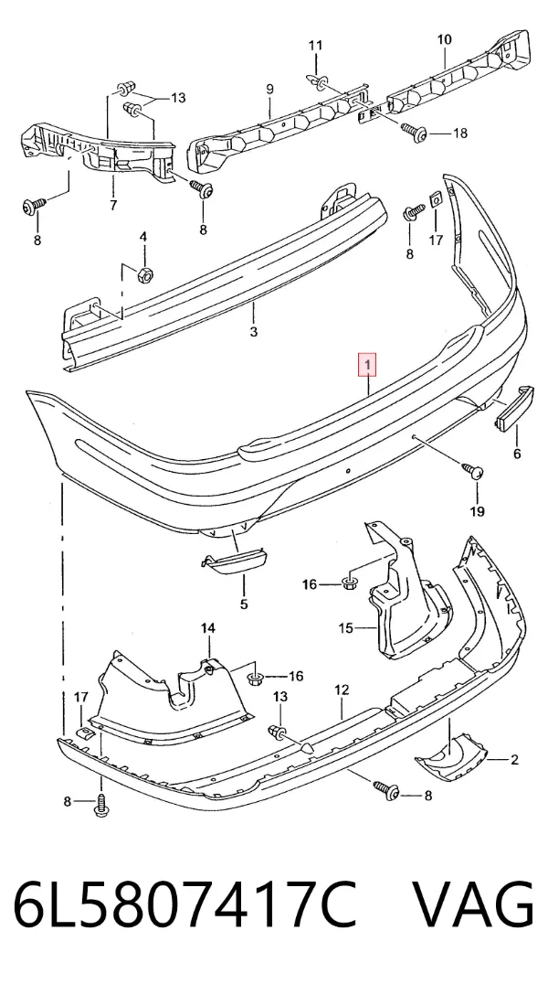 Задній бампер Seat Cordoba 6L2