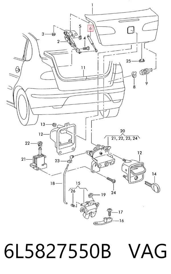 Амортизатор багажника 6L5827550B VAG