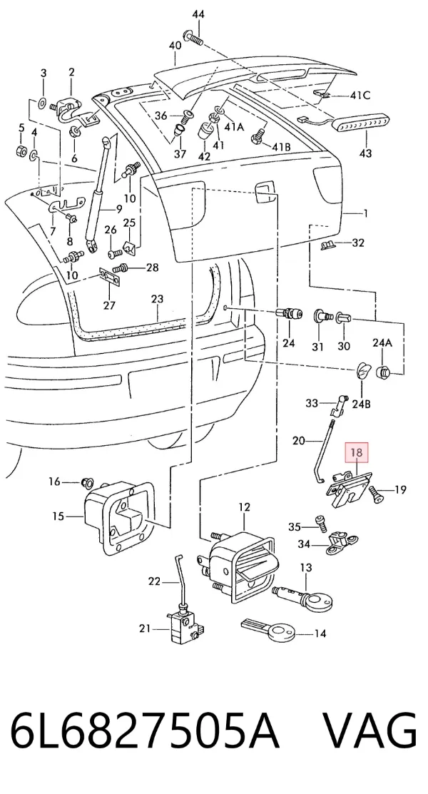 Замок багажника 6L6827505A VAG