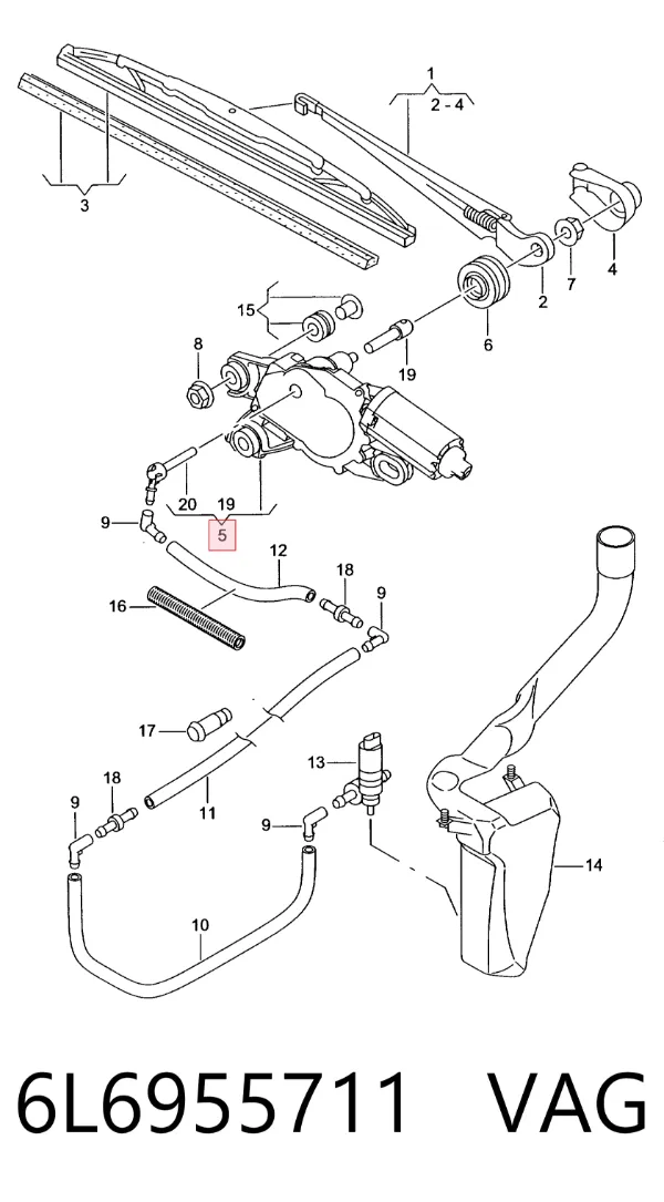 Моторчик заднього склоочисника 6L6955711 VAG